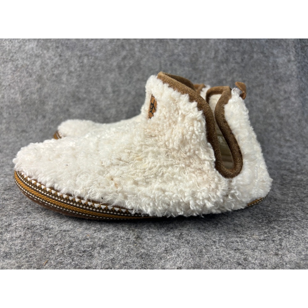 Ariat Cruiser Slippers Womens Large 8.5-9 Ivory Faux Fur Sherpa House Shoes